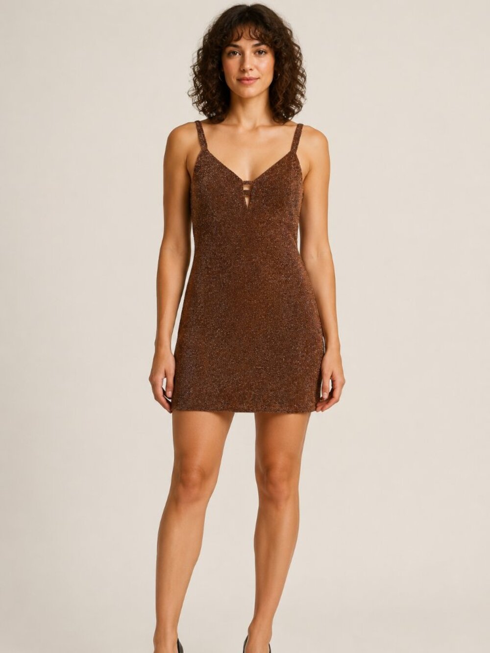 Wild Fable Rose Gold Metallic Cutout Mini Dress Size Medium